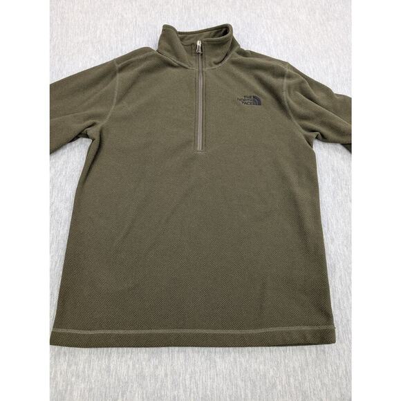 North Face Pullover Mens Medium Green 1/4 Zip Grid Fleece Outdoor Hiking Jacket - Picture 8 of 12